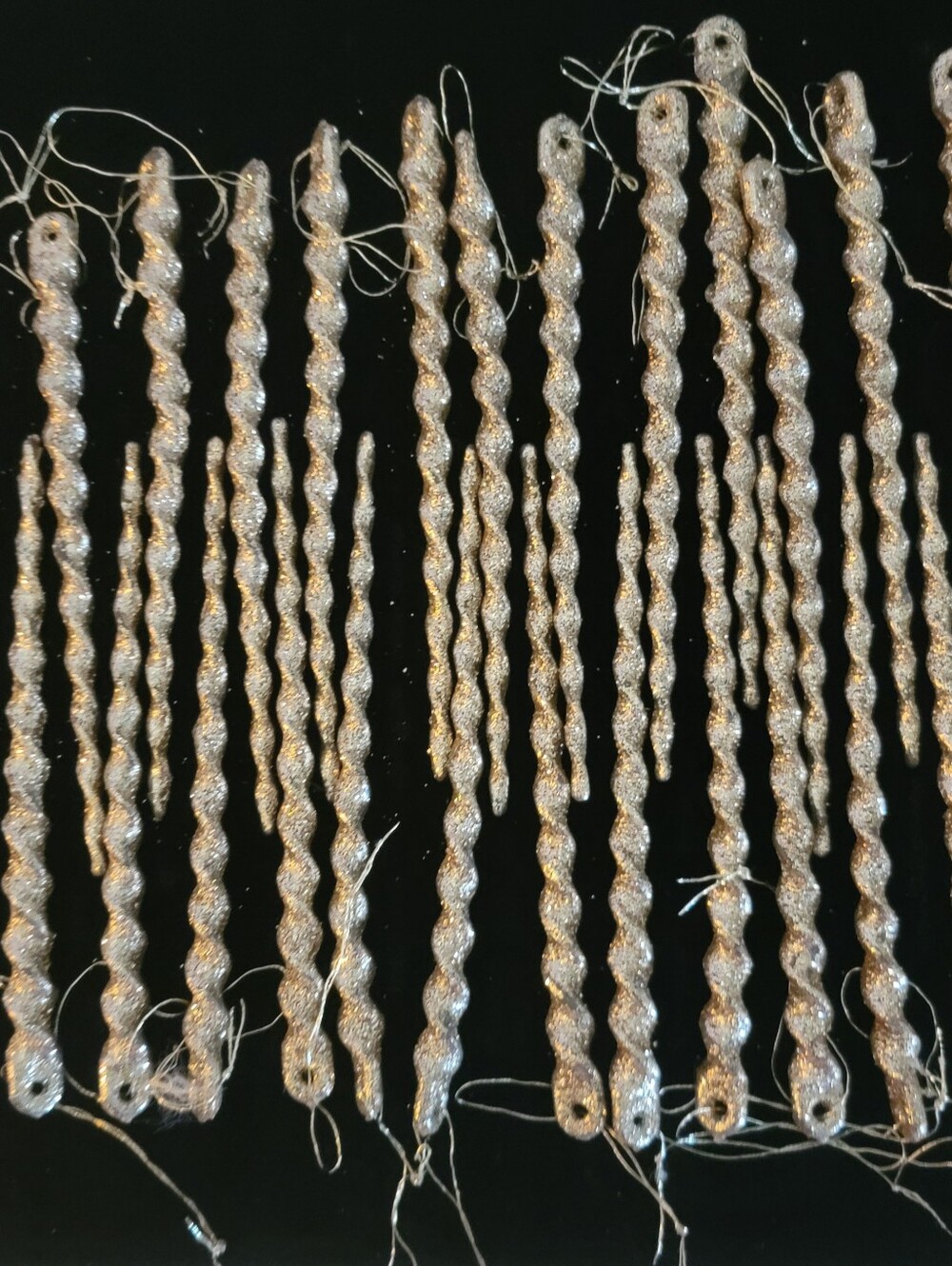 27 Gold Glitter Icicle Twist Christmas Ornament Decorations 5 1/4"